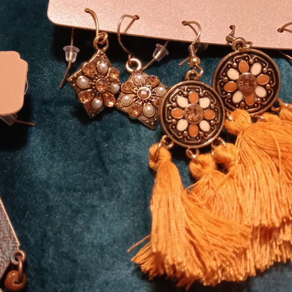 Trio of Earrings Tourquois or orange - Picture 7 of 8